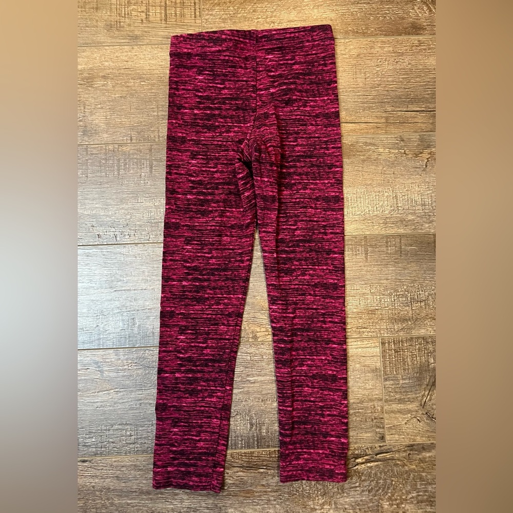 Old Navy Girls’ Burgundy & Black Marled Leggings - Size M (8) - Picture 2 of 3